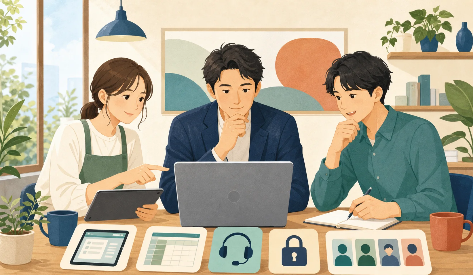 無料タイムカードを選ぶ7つの項目を並べた図解